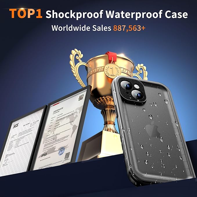 Cozycase for iPhone 15 Case Waterproof - 360 Heavy Duty with Screen/Camera Protector Shockproof IP68 Underwater Dustproof Water Dust Shock Proof Double Full Body/Front and Back 15 Protective Case Slim