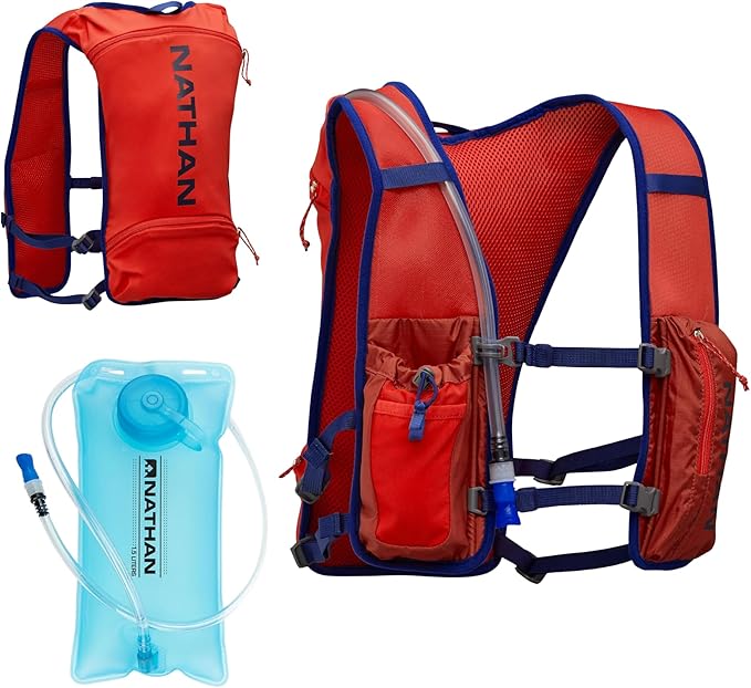 Nathan QuickStart Hydration Pack Vest with Bladder or flasks, Storage Pockets, Breathable Moisture-Wicking Fabric, Adjustable Straps for Running, Hiking, Walking, Marathons, Obstacle Races