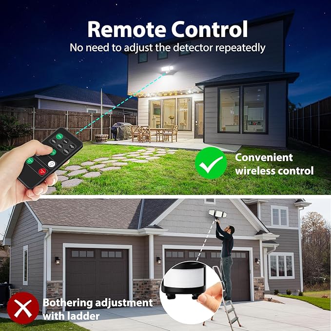 iMaihom 180W 18000LM Motion Sensor Outdoor Light with Remote, Dusk to Dawn LED Security Flood Light, 6500K Hardwired Wall Light, 3 Modes, 3 Brightness Levels, IP65 for Garage Yard White