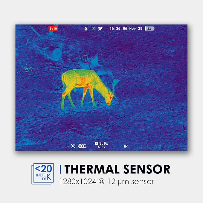 Pulsar Symbion DXT50 LRF Thermal and Digital Night Vision Binoculars with Laser Range Finder, 1280x1024 12 µm Sensor, 2-16x Magnification, Long Range Binoculars