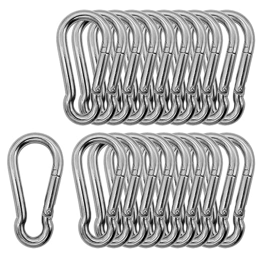 304 Stainless Steel Carabiners -1.57 inch Heavy Duty, Durable & Rust-Free Clips for Gym, Swing, Dog Leashes, Hammocks, Keychains, and More(304,M4,Pack of 20)