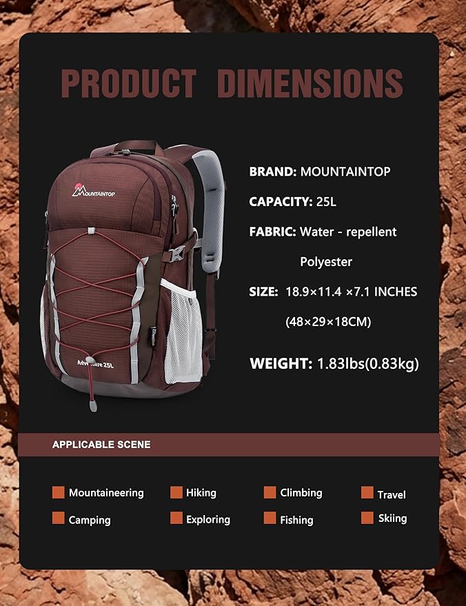 MOUNTAINTOP 25L Hiking Backpack,Lightweight Travel Backpack for Men Women Outdoor Backpacking, Camping