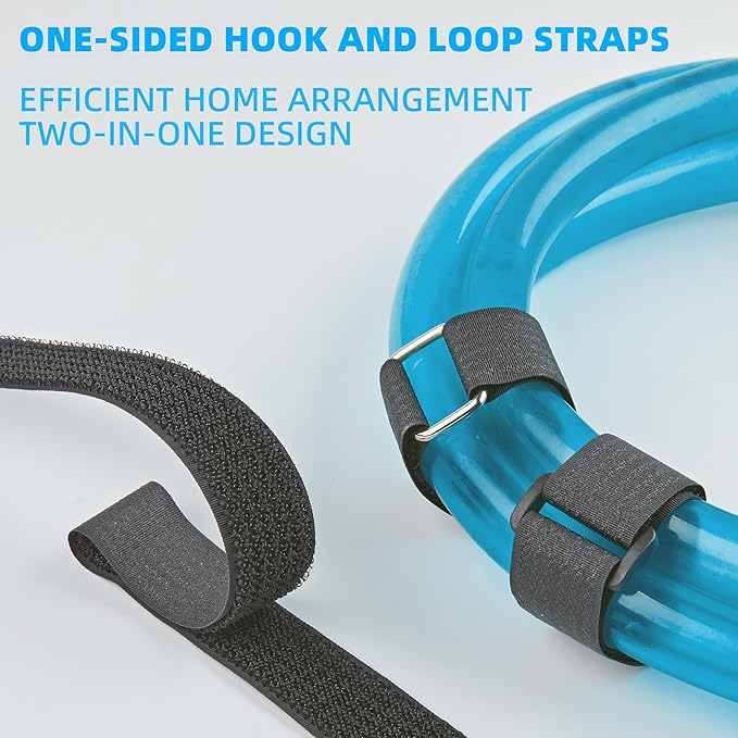 1" x 40ft Nylon Hook and Loop Cable Straps Roll with 50 Plastic Buckles - Reusable, Adjustable, Cut-to-Length for Organizing Cords, Wires & Storage Solutions