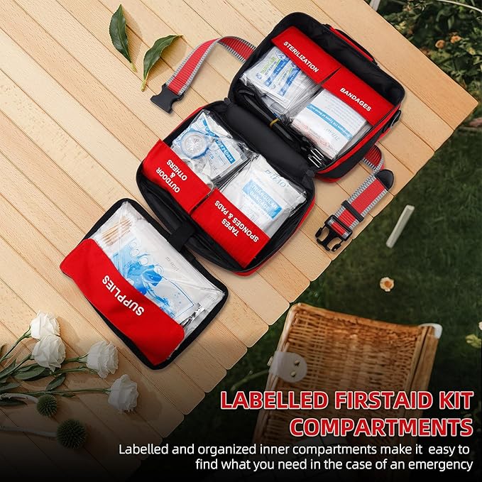Comprehensive Premium 430 Piece Emergency First Aid Kit, Large Medical Kits for Home, Car, Camping, Travel, Hiking, Truck, Sports & Outdoor Emergencies, Businesses & Home Medical Supplies (Large)