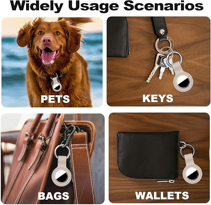 Linsaner Case for AirTag 2nd Gen (2026) & 1st Gen, Silicone Holder Keychain Key Ring, Protective Cover for Apple for Air Tags, GPS Finder Accessories for Bags, Pets, Kids, Luggage, Milk Tea Color