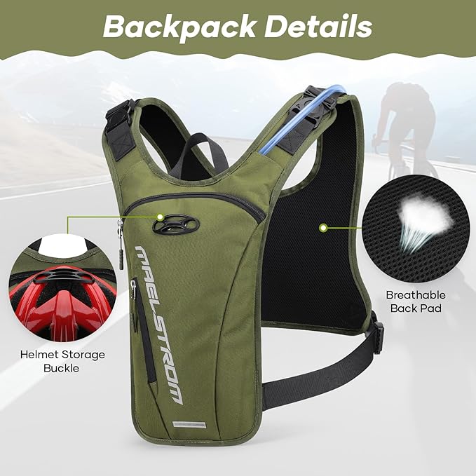 Maelstrom Running Vest, Detachable Hydration Backpack for Men Women with 2L Water Bladder & Chest Pack, Breathable Hiking Water Backpack for Cycling, Climbing, Marathon
