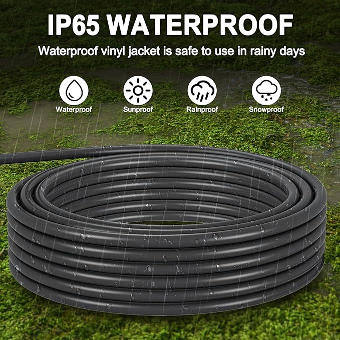 10FT 12/3 Outdoor Extension Cord with Multiple Outlets 12 Gauge 3 Outlet Heavy Duty Power Cord Splitter Flexible 3 Way Power Cable Waterproof with Light Indicator 12AWG 15A 1875W SJTW,ETL Listed