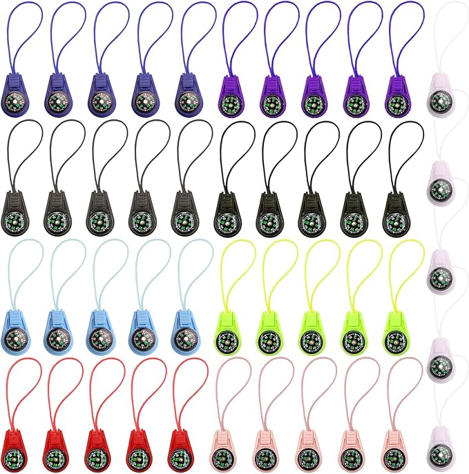 Button Compass Bulk Kit, 45 Pack Assorted Mini Compasses for Team Activities, Outdoor Navigation, Group Events, Emergency Preparedness, 9 Colors for Hiking, Camping & Travel