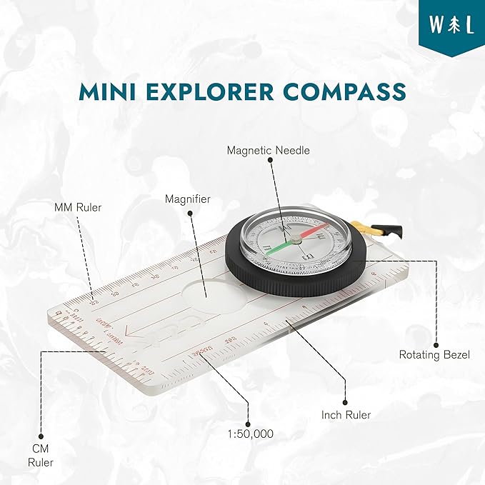 Magnetic Liquid Compass Kit – Professional Hiking Compass with Rotating Bezel, Quick-Tip Guide & Carabiner | Accurate Navigation Tool for Camping, Orienteering, Survival & Outdoor Adventures