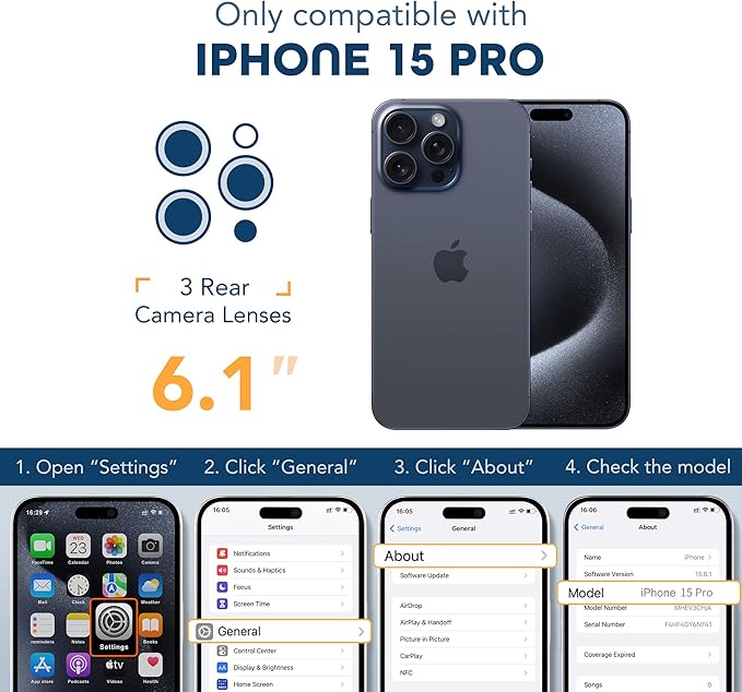 TIESZEN for iPhone 15 Pro Case, Compatible with MagSafe, Built-in Privacy Screen Protector and Camera Protection, Anti Spy Full Body Dustproof Shockproof Hard Phone Case 6.1", Dark Blue