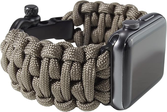 Savior Survival Gear Paracord Watch Band - Compatible with Apple Watch Band 49mm 46mm 45mm 44mm 42mm, iWatch Band Series Ultra 10 9 8 7 6 5 4 3 2 1 SE, Adjustable strap for men (Gunmetal Gray, Large)