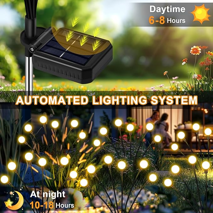NBQQ Solar Garden Lights Outdoor, Swaying Light Waterproof Solar Lights Outdoor for Yard Pathway Patio, Swaying Lawn Decor as Gardening Gifts for Women Holiday (Warm White, 2 Pack)