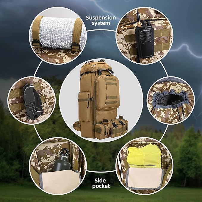 100L Camping Hiking Backpack,Molle military Tactical rucksack backpack,Waterproof Lightweight Hiking Backpack