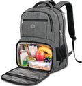 MATEIN Laptop Backpack with Lunch Box, 18 Inch Gray Mens Work Backpack for Office Commute College, Personal Item Insulated Lunch Work Bag for Traveling, Heavy Duty Travel Back Pack with Luggage Strap