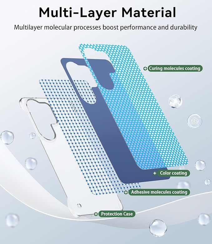GRECAZO Slim Borderless for Samsung Galaxy S26 Plus Phone Case 6.7"(2026) Ultra-Thin Lightweight Frameless Matte Hard PC Cover Case with Pull Ring Minimalist Non Slip Rope-Blue
