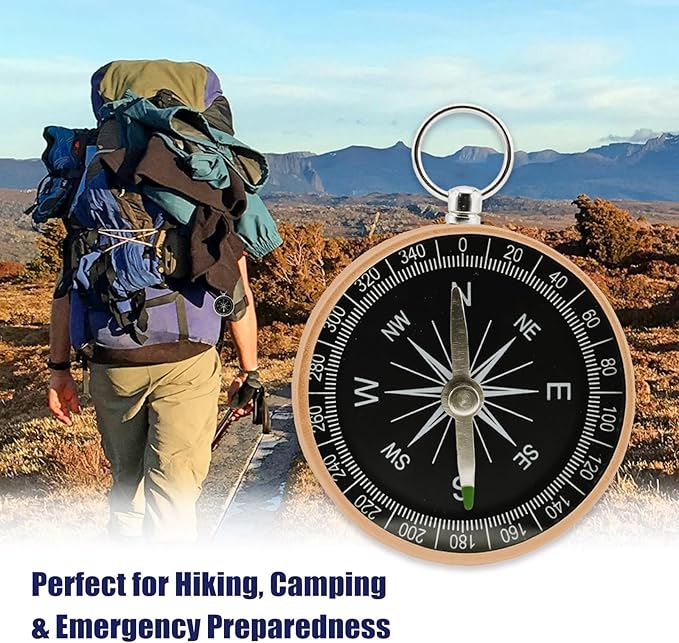 Pocket Compass, 2 Pieces Mini Compass with Key Ring, Suitable for Hiking Survival, Mountaineering Camping, Outdoor Adventure Party Navigation Tools