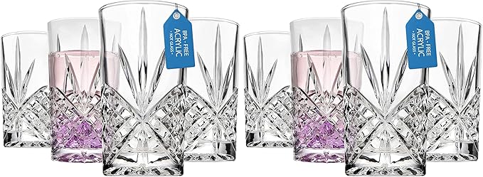 Godinger Tall Highball Glasses, Shatterproof and Reusable Acrylic - Dublin Collection, Set of 4 (Pack of 2)