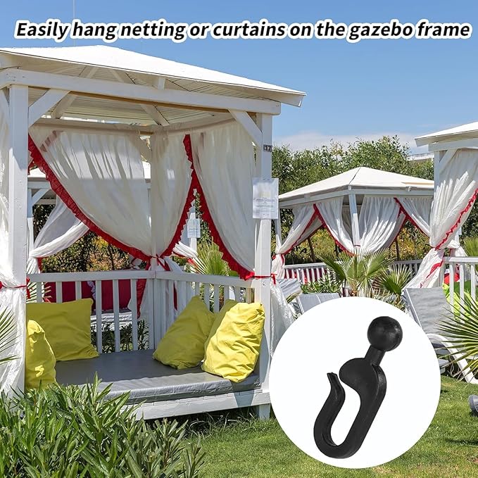 50pcs Multi-Purpose Plastic Slide Rail Hook, Special Plastic Hook for Gazebo, It is Not Afraid of Rain On The Open Air, and It is Also Suitable for Sunshade Curtains and Mosquito Nets, Etc.