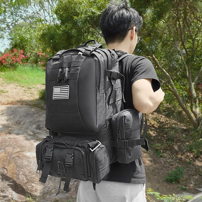 Large Military Tactical Backpack for Men, 40-50L Backpacks for Women, Bug out Bag Army 3 Days Assault Pack Bags Rucksack with Molle System Black