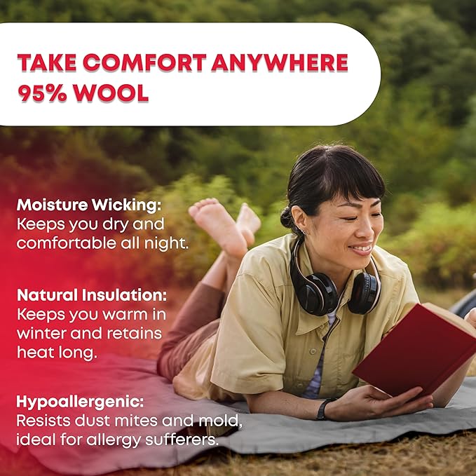 Ever Ready First Aid Military Wool Blanket - 95% Wool, Washable, Perfect for Outdoors, Camping, Picnics, Travel, Car & Bushcraft Emergency Blanket, 96" x 96" 6.65 lbs. - Grey - Queen Size