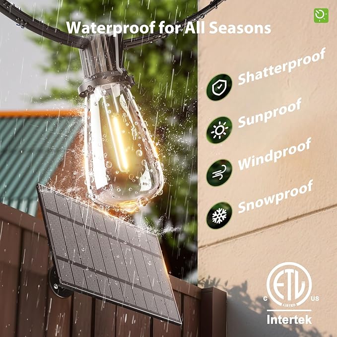 KYY 78FT(72+6) Solar String Lights Outdoor with USB Port Remote Control, LED Waterproof Solar Powered Patio with 24 Sockets, Heavy-Duty and UL Listed Porch Market Lights