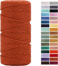 Rust Red Macrame Cord 3mm x 109Yards,Colored Cotton Rope Craft Cord Colorful Cotton Cord Twine for Wall Hanging Plant Hangers Crafts Knitting Decorative Projects