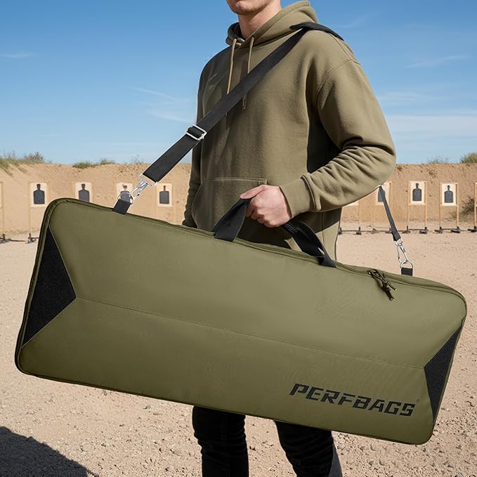 Single Rifle Case Bag, Tactical Padded Soft Gun Case w/MOLLE System, Wide Interior Fits Scoped Rifles, Adjustable Sling, Dual Zipper for Hunting & Range