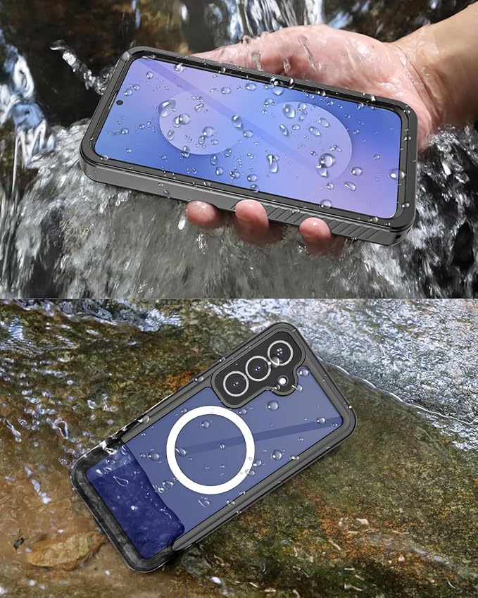 Miimall for Samsung Galaxy S25FE Phone Case Waterproof,12FT Military Drop Proof, IP68 Waterproof, 360°Full Body Protection Shockproof Heavy Duty Protective Rugged Magsafe S25 FE Case Screen, Black