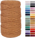 Caramel Macrame Cord 4mm x 109Yards,Colored Cotton Rope Craft Cord Colorful Cotton Cord Twine for Wall Hanging Plant Hangers Crafts Knitting Decorative Projects