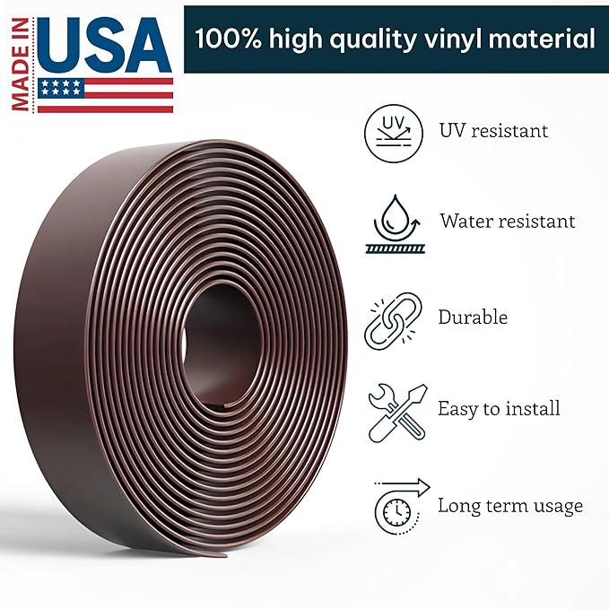 2 Inch Wide, 20ft Long Vinyl Strap - Replacement Straps for Patio Chairs - Vinyl Strapping for Patio Furniture Repair - Durable Seat Repair Kit for Lawn Chairs, Outdoor Furniture (Brown)
