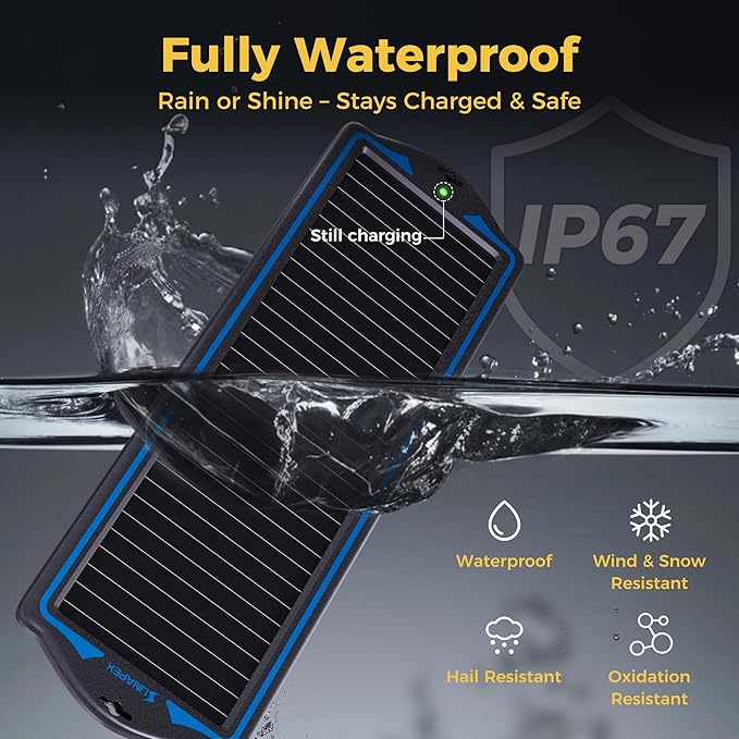 SUNAPEX 12V Solar Battery Charge: Waterproof Portable Solar Panel Kit - Battery Maintainer Trickle Charger - with Upgrade Built in Charge Controller for Car Boat RV Trailer Automotive Motorcycle