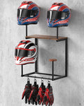 Motorcycle Helmet Holder Wall Mount, Helmet Rack with 4 Glove Clips, Motorcycle Gear Rack Storage, Motorcycle Accessories Organizer for Entryway or Garage