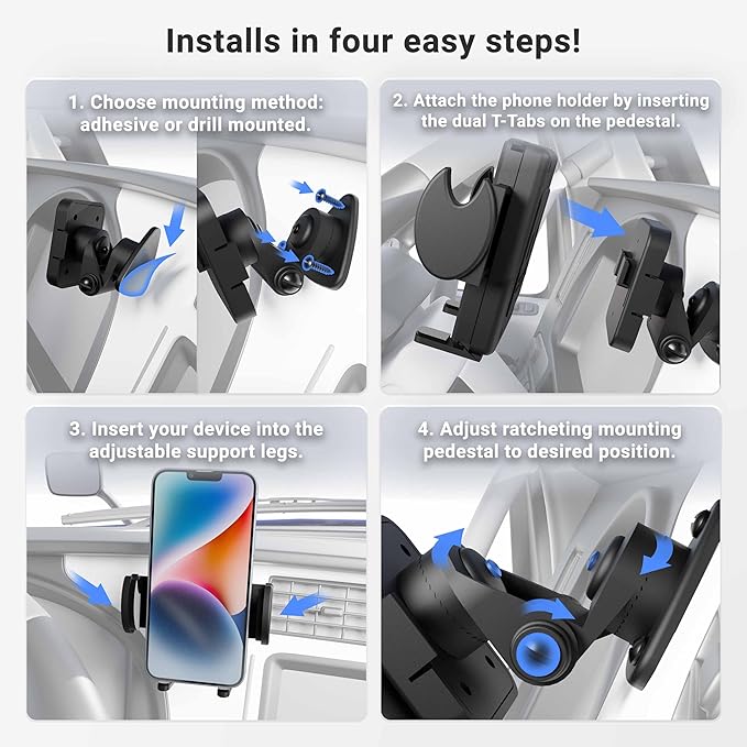 ARKON Mounts - Adhesive Truck & Car Phone Holder | Secure Grip | Versatile Compatibility | Easy Installation | Phone Holder For Car | For iPhone, Samsung, Google, Huawei, Nokia, other Smartphones