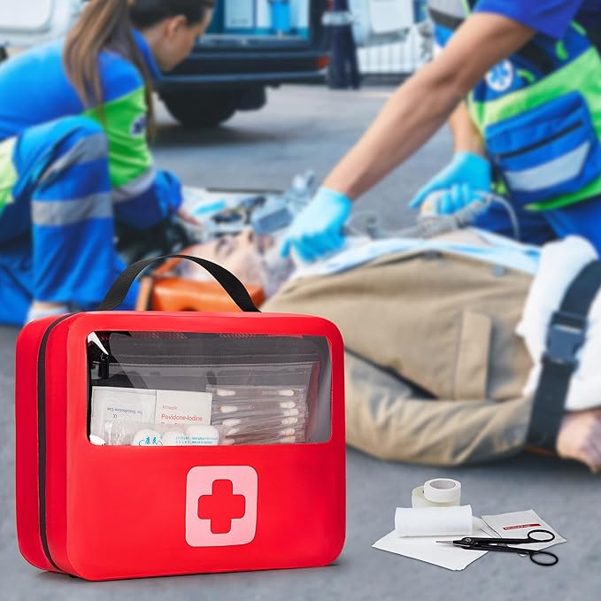Marscamd Waterproof Empty First Aid Bag with a Detachable Panel, Small Medical Bag with Molle System, Red (Bag Only)