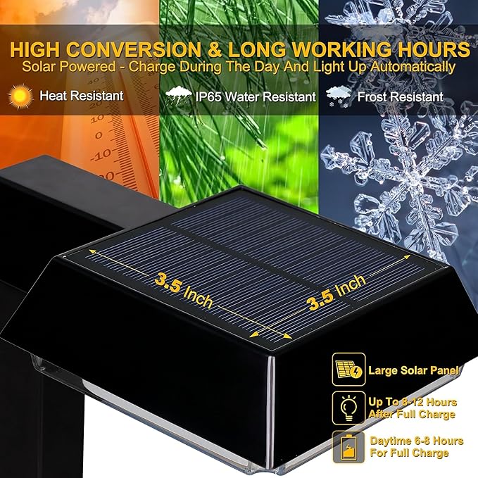 Bobcat Solar Pathway Lights Super Bright 300 lumens with 2-in-1 Warm White and Daylight Modes, Black LED Solar Lights Outdoor Waterproof for Path, Sidewalk, Driveway or Walk Way Light (6 Pack)