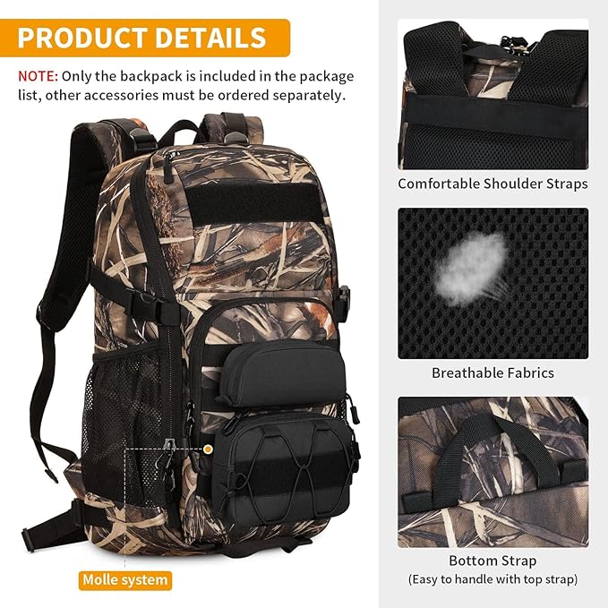 HUNTVP Tactical Backpack Military MOLLE Backpack Hunting Rucksack Gear Assault Pack 25L WR