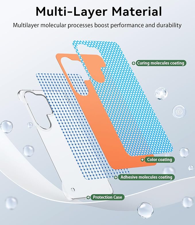 GRECAZO Slim Borderless for Samsung Galaxy S26 Plus Phone Case 6.7"(2026) Ultra-Thin Lightweight Frameless Matte Hard PC Cover Case with Pull Ring Minimalist Non Slip Rope-Orange