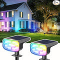 Color Changing Solar Spot Lights Outdoor Waterproof IP65,9 Lighting Modes Multicolor RGB Christmas Spotlight for Porches Yard Gardens Landscape Deconrations-2 Pack