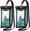 CACOE [Floatable] Floating Universal Waterproof Phone case 2 Pack-Up to 7.0",Phone Pouch with Adjustable Neck Lanyard,IPX8 Cellphone Dry Bags for Beach Pool Swimming（Black+Black）