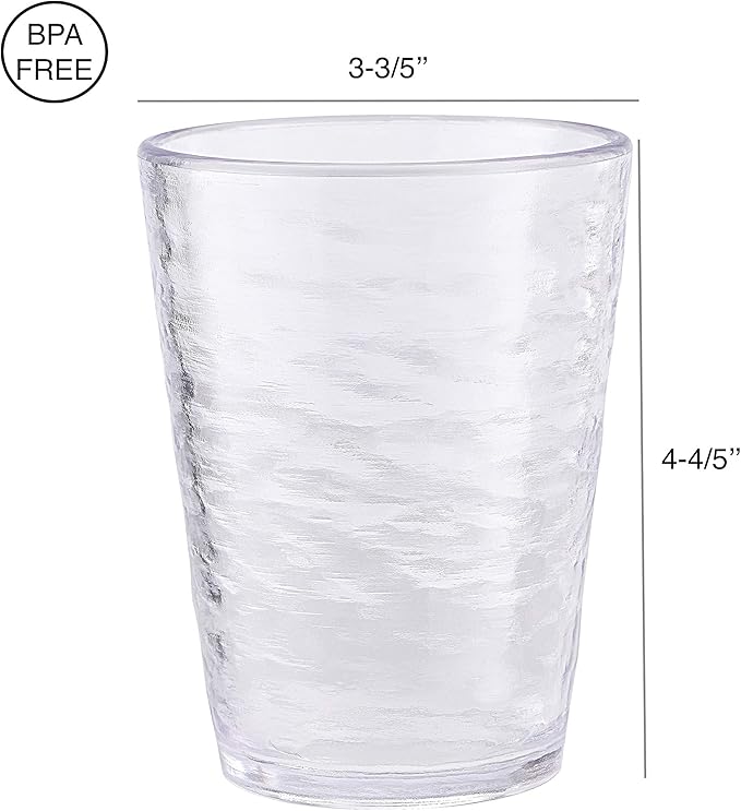 KLIFA- RIPPLE- 16 ounce, Set of 4, Acrylic Tumbler Drinking Glasses Cups, BPA-Free, Stackable Plastic Drinkware, Dishwasher Safe, Clear