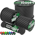 Reflective Paracord Rope 750 lb - 500ft 5/32" Parachute Cord 4MM 12-Strand para Cord - Heavy Duty Spool String for Survival,Camping Gear, Survival Bracelet, Clothesline - Black