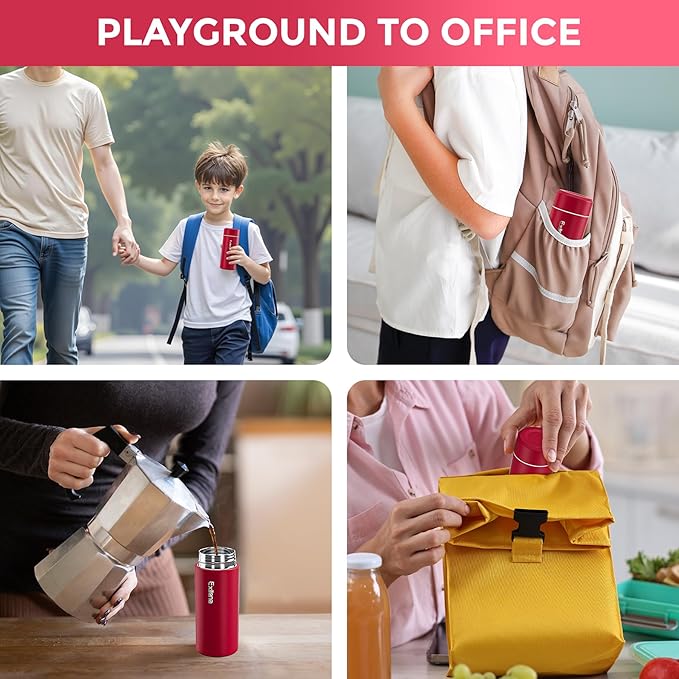 【Upgraded】Exllena Small Insulated Water Bottle 8 oz/250ml– Mini Insulated Water Bottle for Hot & Cold Drinks, Perfect Small Flask for Travel, Purse...(Red)