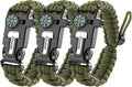 Paracord Survival Bracelet (3 Pack) - Adjustable with Fire Starter, Whistle, Compass - Survival Gear for Hiking, Camping, Fishing, Gifts for Men Dad Husband