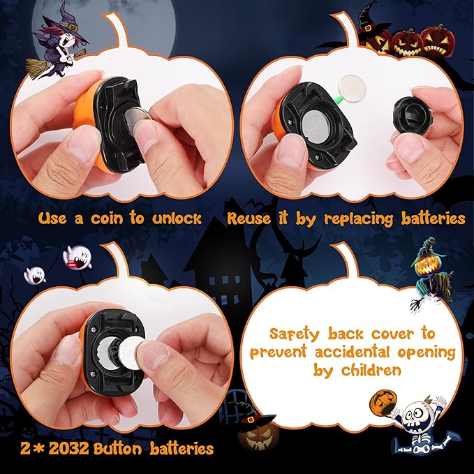 EverBrite Halloween Pumpkin Headlamps 2 Pack, 2 Modes LED Head Lamps Adjustable Headband, Pumpkin Lights for Halloween Party and Decorations, Orange Spot & Strobe Lights Halloween Gifts
