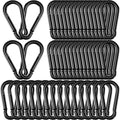 60 Pack 3" Heavy Duty Spring Snap Hook Carabiners, M8 5/16" Galvanized Steel Black Carabiner Clip, Quick Link Keychain for Hammock Swing Set Outdoor Travel Camping Fishing Hiking