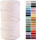 Macrame Cord 3mm x 109Yards 100% Natural Cotton Macrame Rope Cotton Cord for Handmade Macrame Supplies, Wall Hanging, Plant Hangers, Crafts, Knitting, Decorative Projects