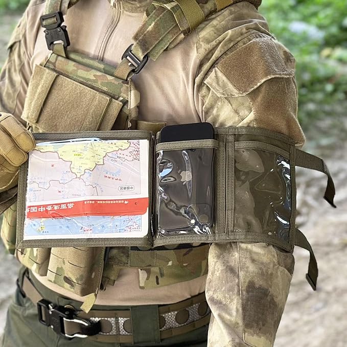 Tactical Arm Sleeve Map Pouch Case Documets Holder Wrist Case Wrist Map Holder QB Wristband Map Case Military Arm PouchTactical USA Flag Patch