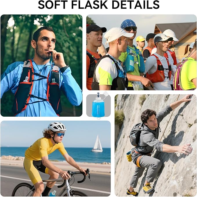500ml Soft Flask Soft Water Bottle for Running, Hiking, Travelling, Cycling and Climbing, TPU Material, BPF-Free - Blue