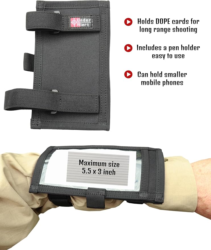 Underalert Tactical Wristband Dope Card Holder Sniper Data Book Quarterback Sleeve Wrist Coaches Football Play Wristbands Youth Flag Armband Sports Coach Playbook Adult