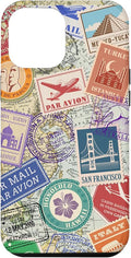 World Map Travel Passport Stamps Postage Stamp Case for iPhone 12 Pro Max